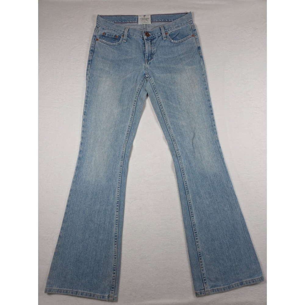 Y2K American Eagle Hipster Jeans Low Rise Flare Light Wash 6 Long Vintage Denim